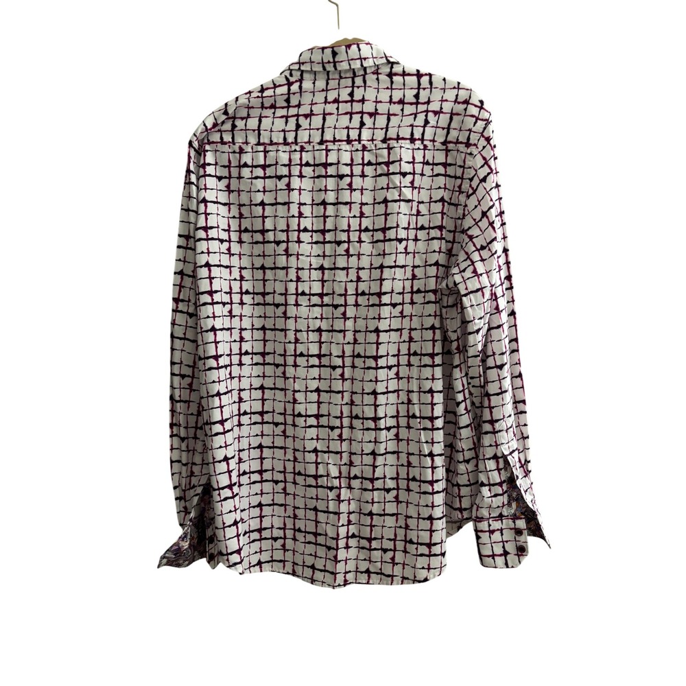 Robert Graham Mens Classic Fit White and Purple Button Down Shirt Large - Picture 9 of 9